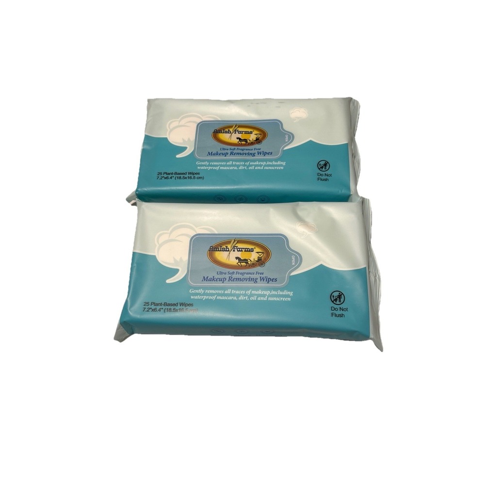 Amish Farms Makeup Removing Wipes , Ultra Soft Fragrance Free , 2 Packs